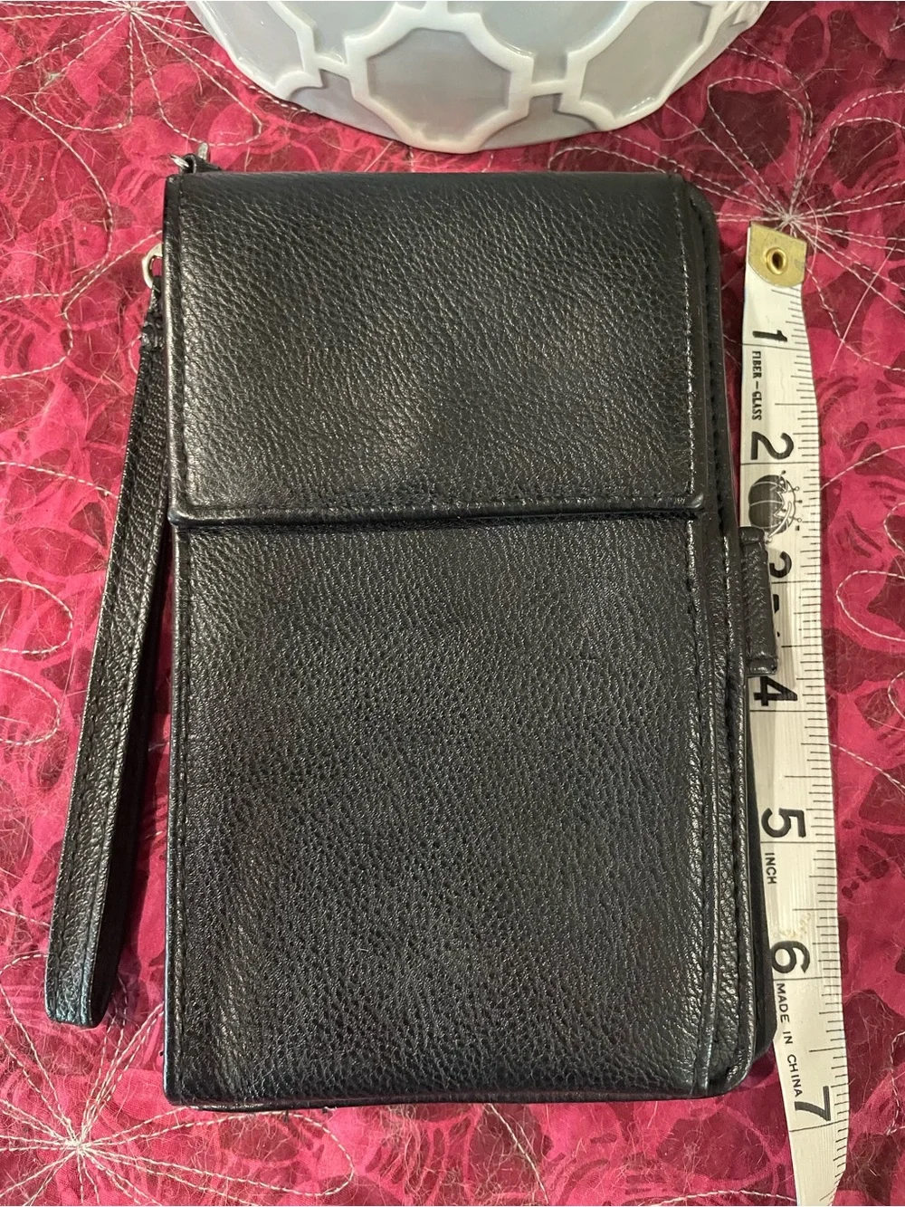 Black Leather Wristlet Phone Case - Unbranded